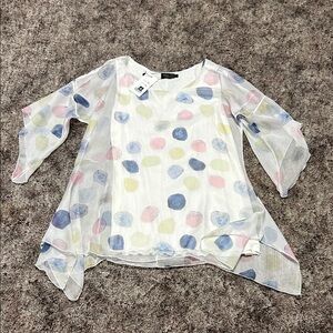 Lightweight White Sheer Polka Dot Tunic Top